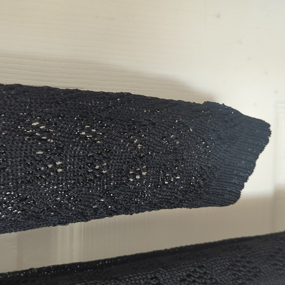 NEW LARGE LONG CROCHET KNIT DUSTER SWEATER BLACK - Picture 4 of 10